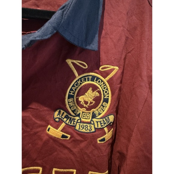 Hackett London Rugby Snow Polo Shirt Long Sleeve Size LG Essential British Kit - Picture 2 of 11